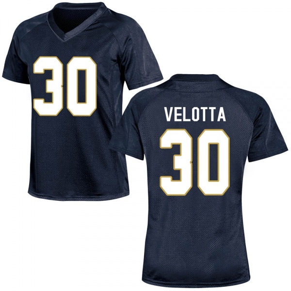 Chris Velotta Notre Dame Fighting Irish NCAA Women's #30 Navy Blue Game College Stitched Football Jersey HOP2255RC